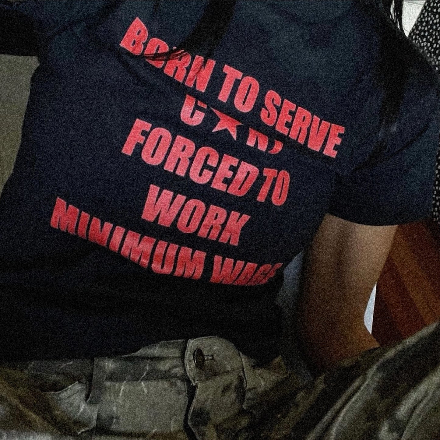‘Born to Serve’ black & red baby tee